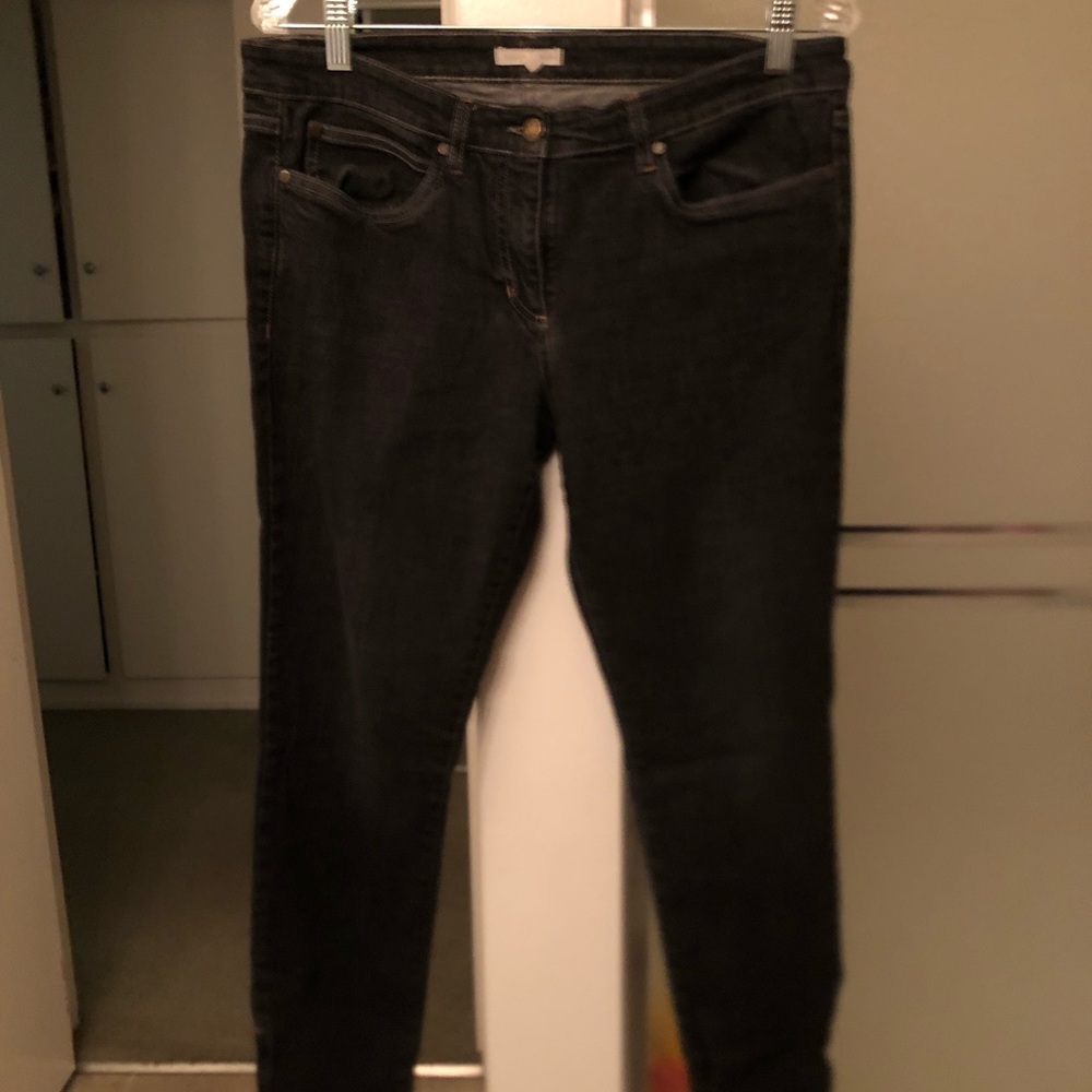 Eileen Fisher Size 12 Dark Gray Jeans Organic Cotton Blend Zipper Ends